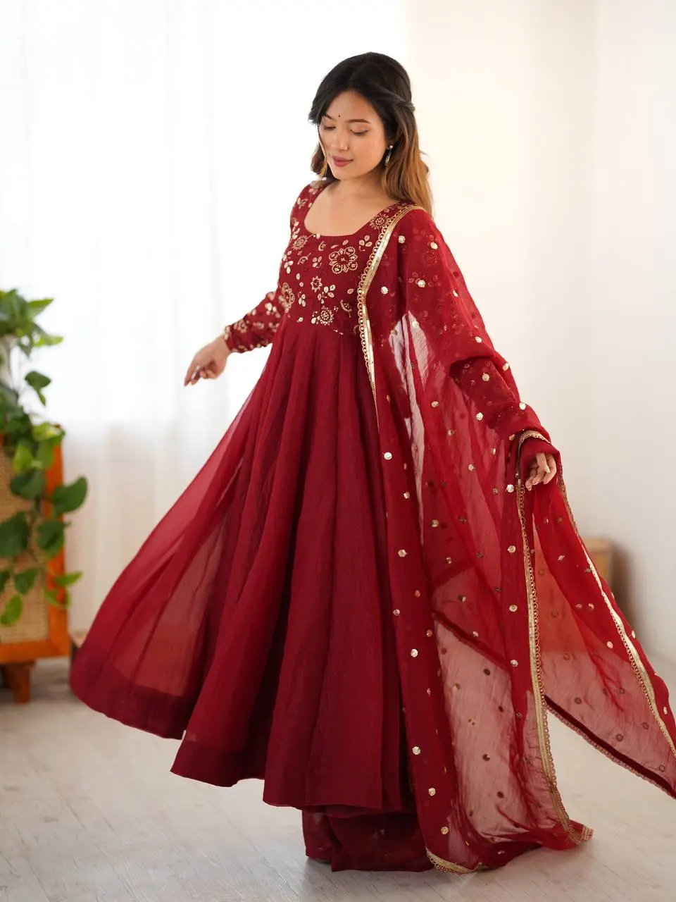 Megha -SRK Ethnic Wear Gown  from Crunchy Silk - Image 3