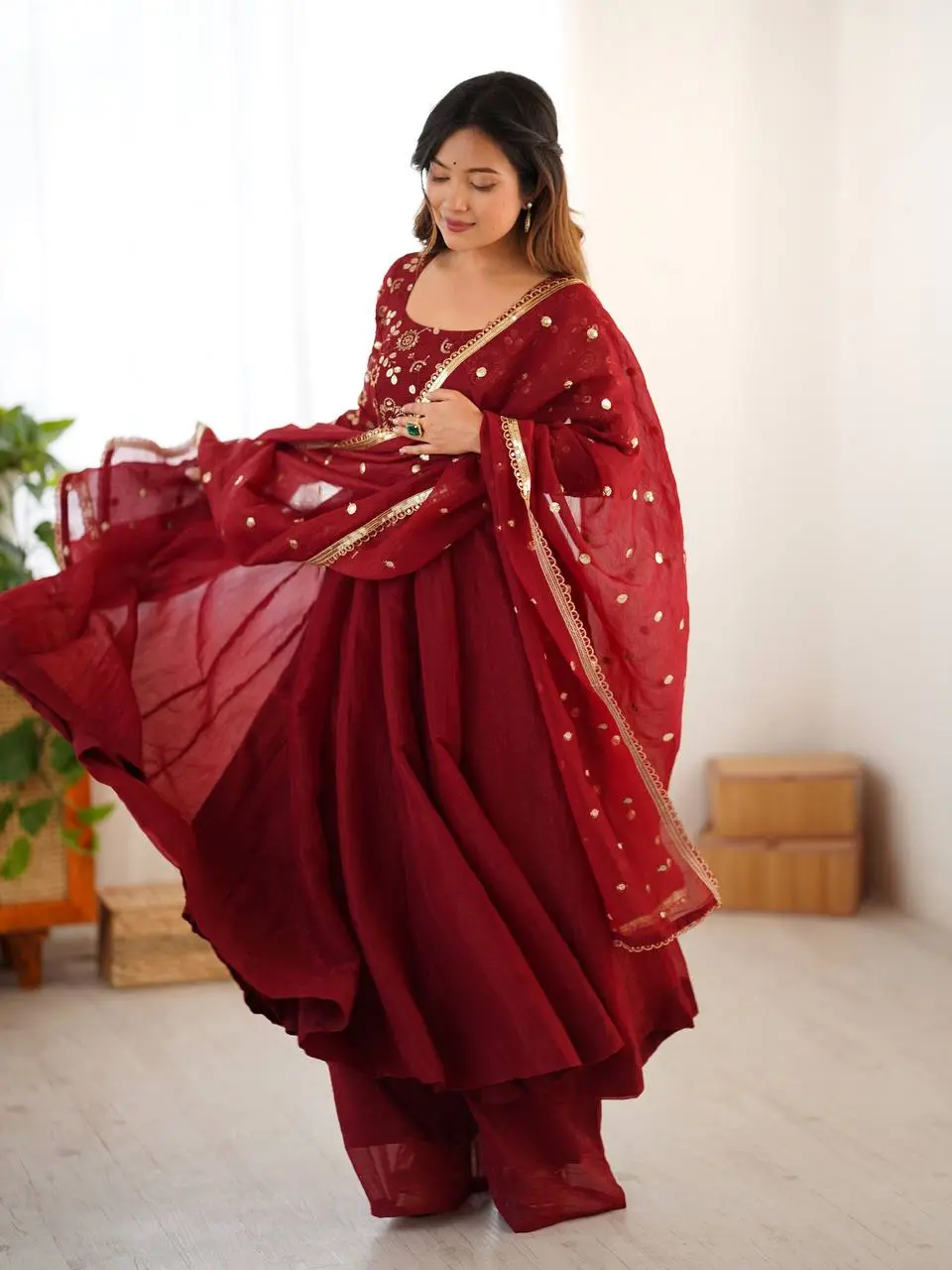 Megha -SRK Ethnic Wear Gown  from Crunchy Silk - Image 5