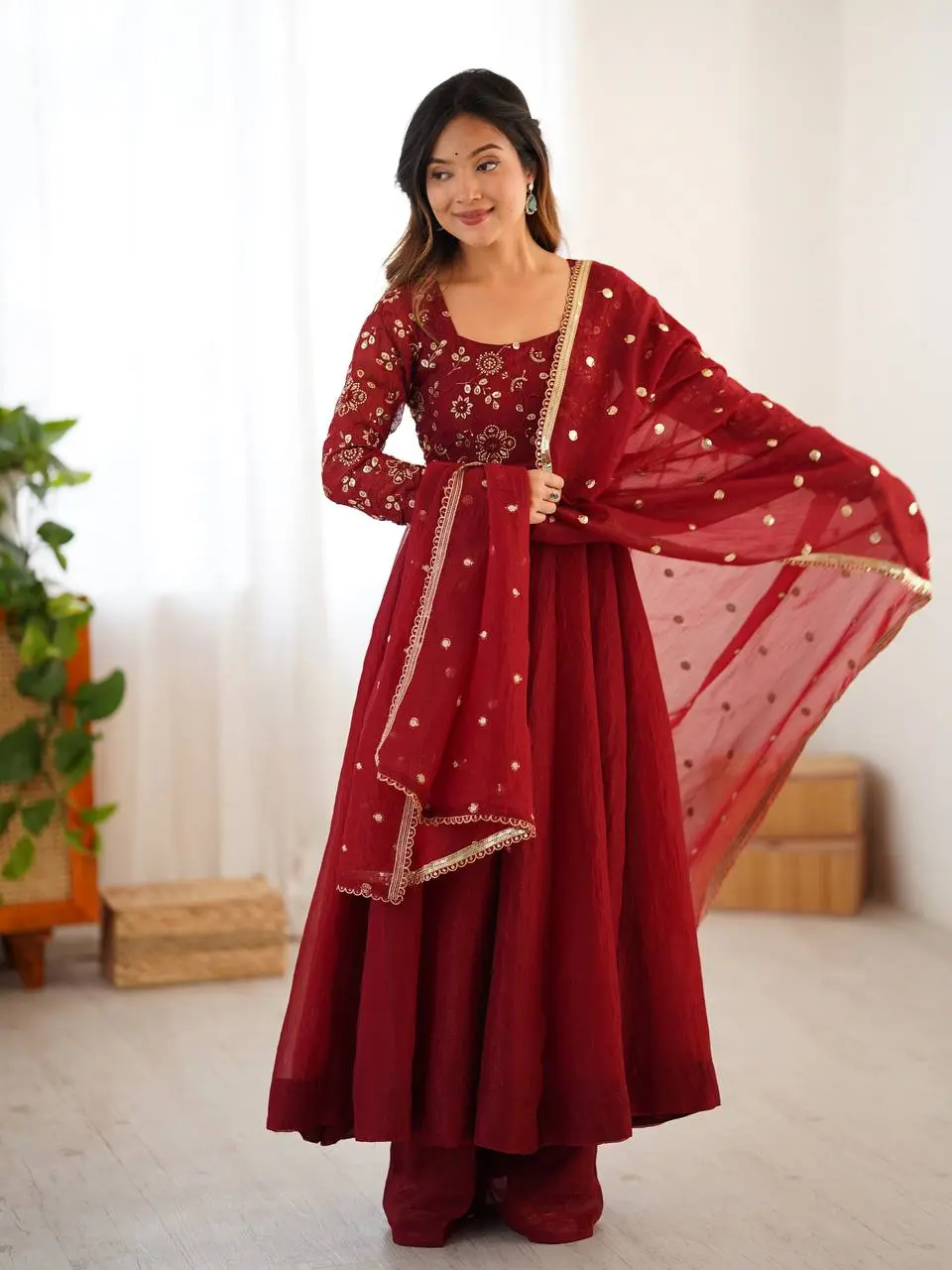 Megha -SRK Ethnic Wear Gown  from Crunchy Silk - Image 6