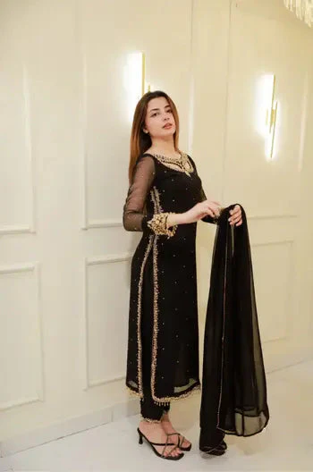 Divya-RT Faux Georgette Palazzo Suite with Sequce work and Dupatta - Image 12