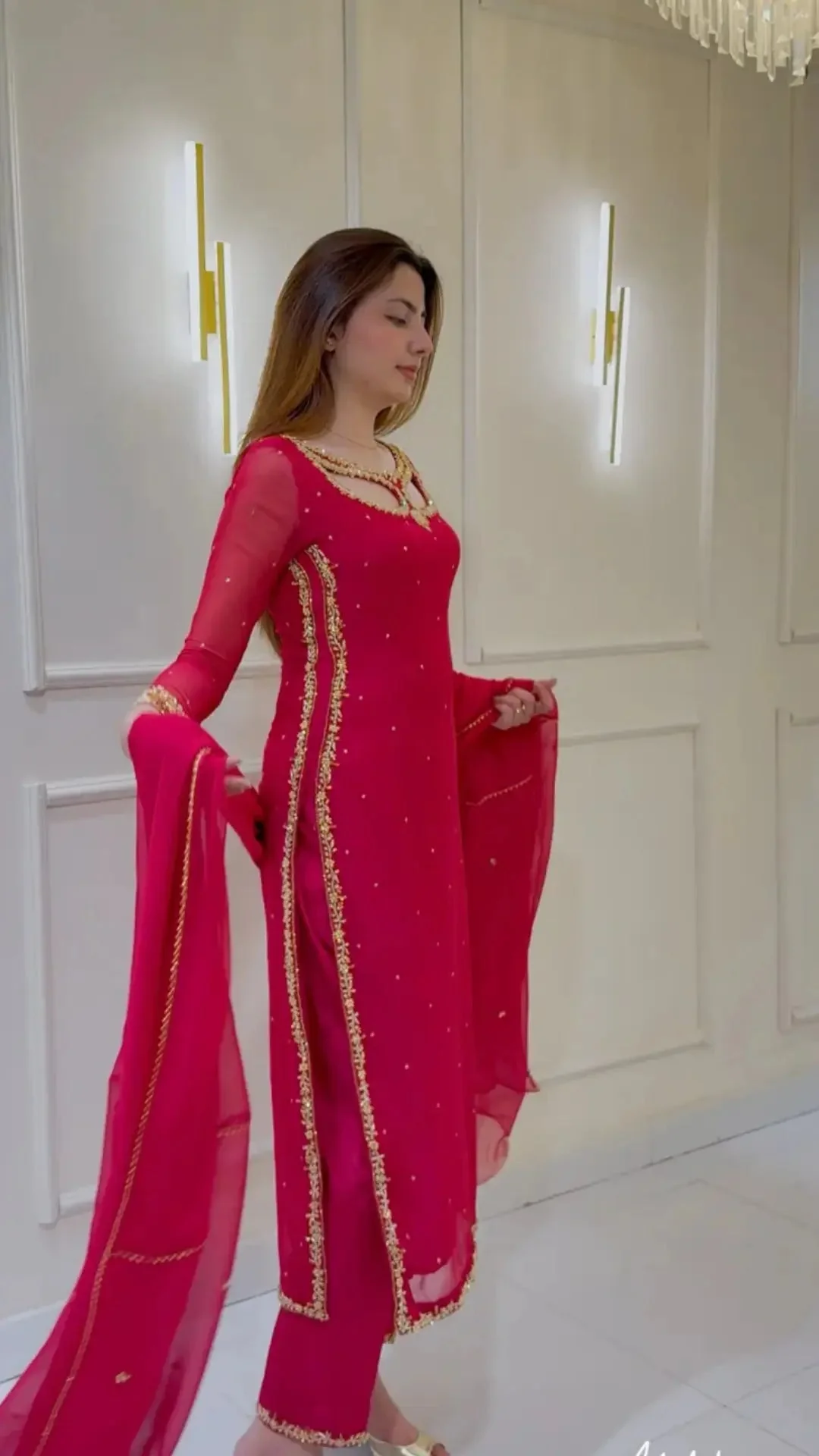 Divya-RT Faux Georgette Palazzo Suite with Sequce work and Dupatta - Image 5