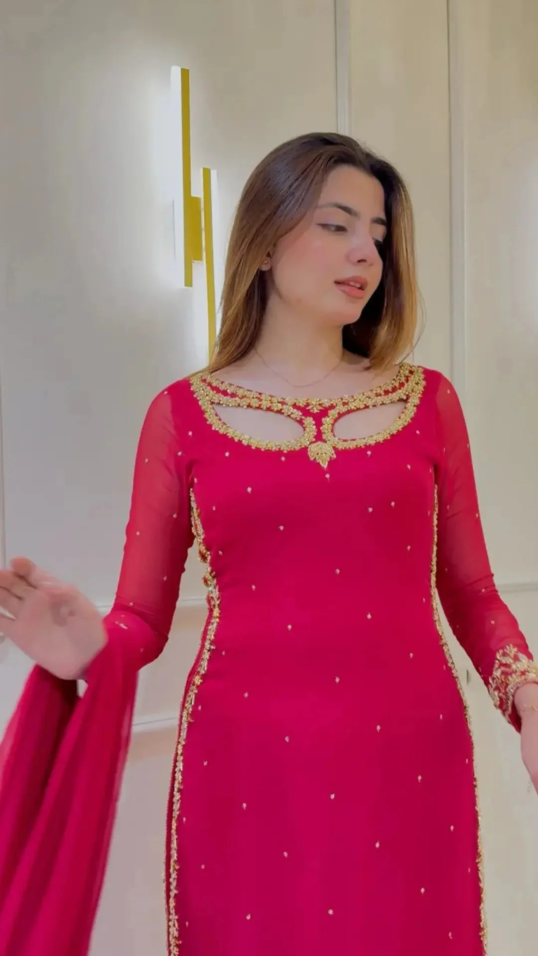 Divya-RT Faux Georgette Palazzo Suite with Sequce work and Dupatta - Image 7