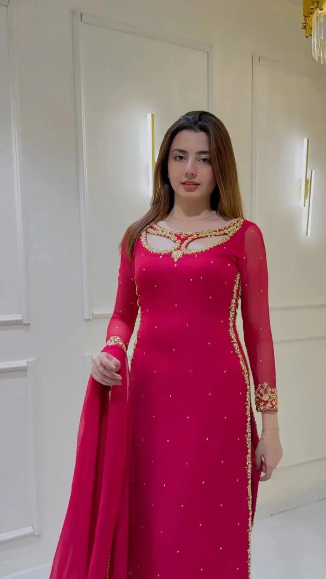 Divya-RT Faux Georgette Palazzo Suite with Sequce work and Dupatta - Image 8