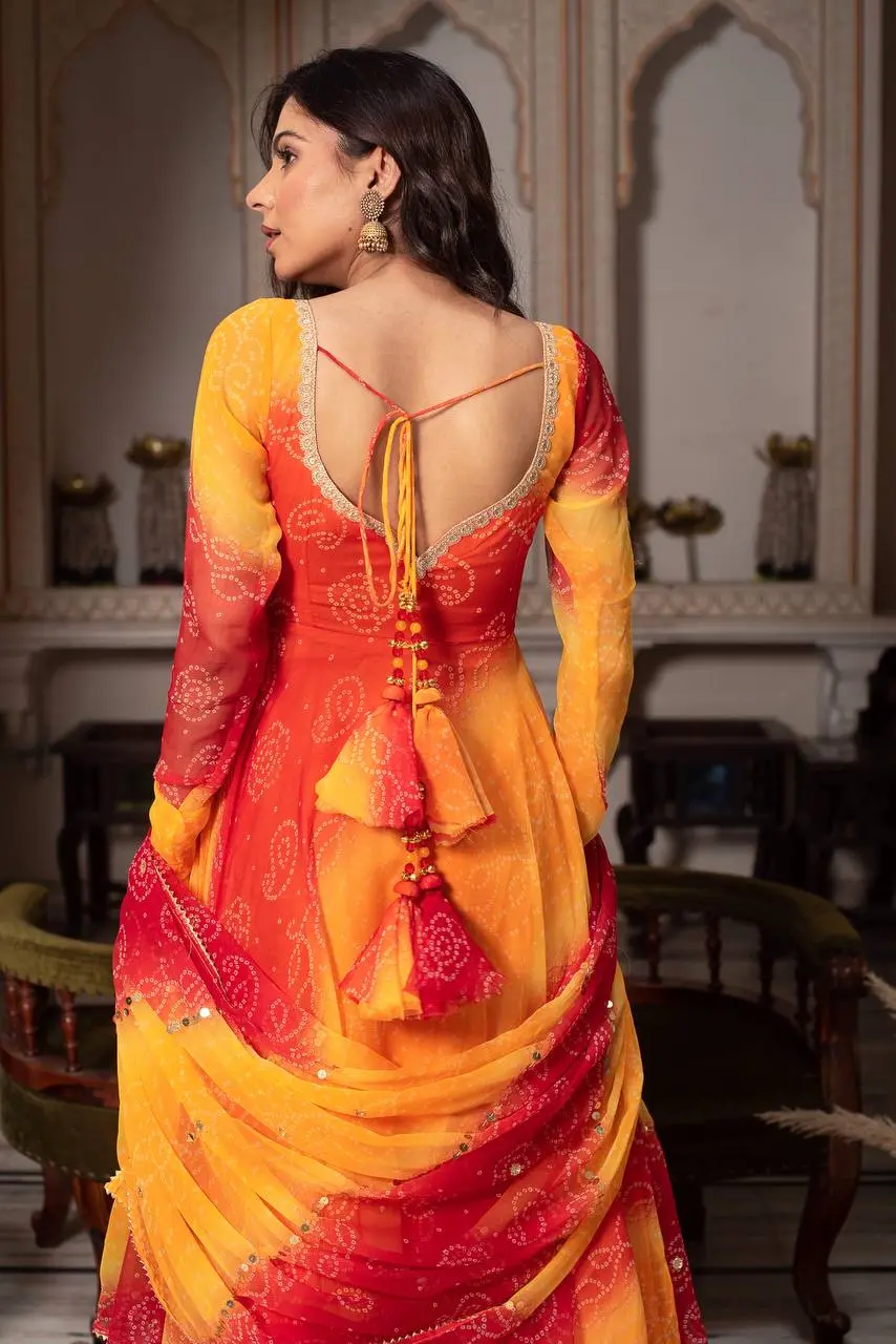 Suman-RT Faux Georgette Anarkali Set with Pant & Dupatta - Image 10