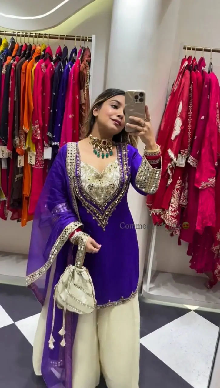 Pankti-MD-Heavy Natural Crepe Top Plazzo set - Image 4