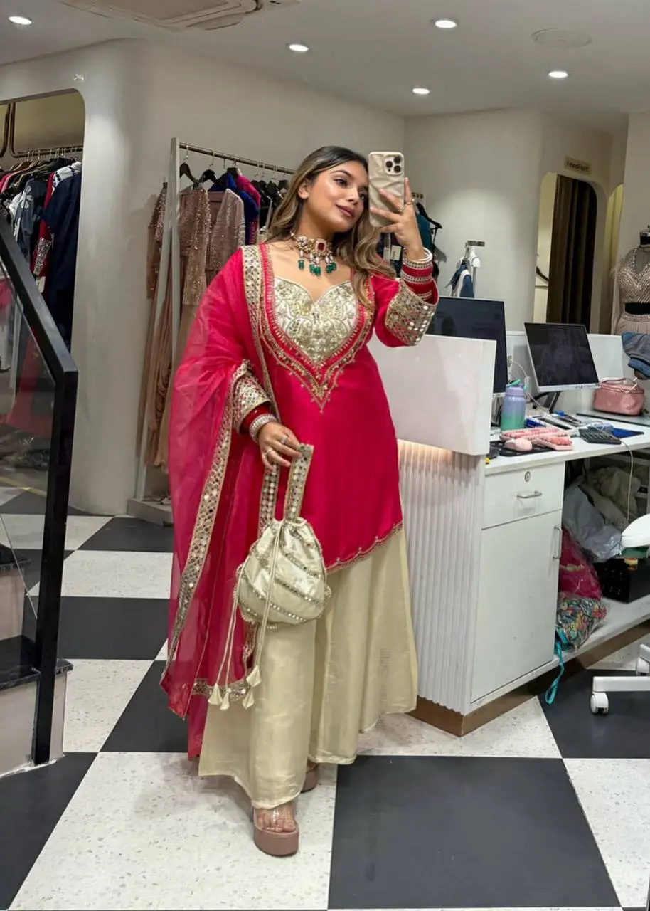 Pankti-MD-Heavy Natural Crepe Top Plazzo set - Image 6