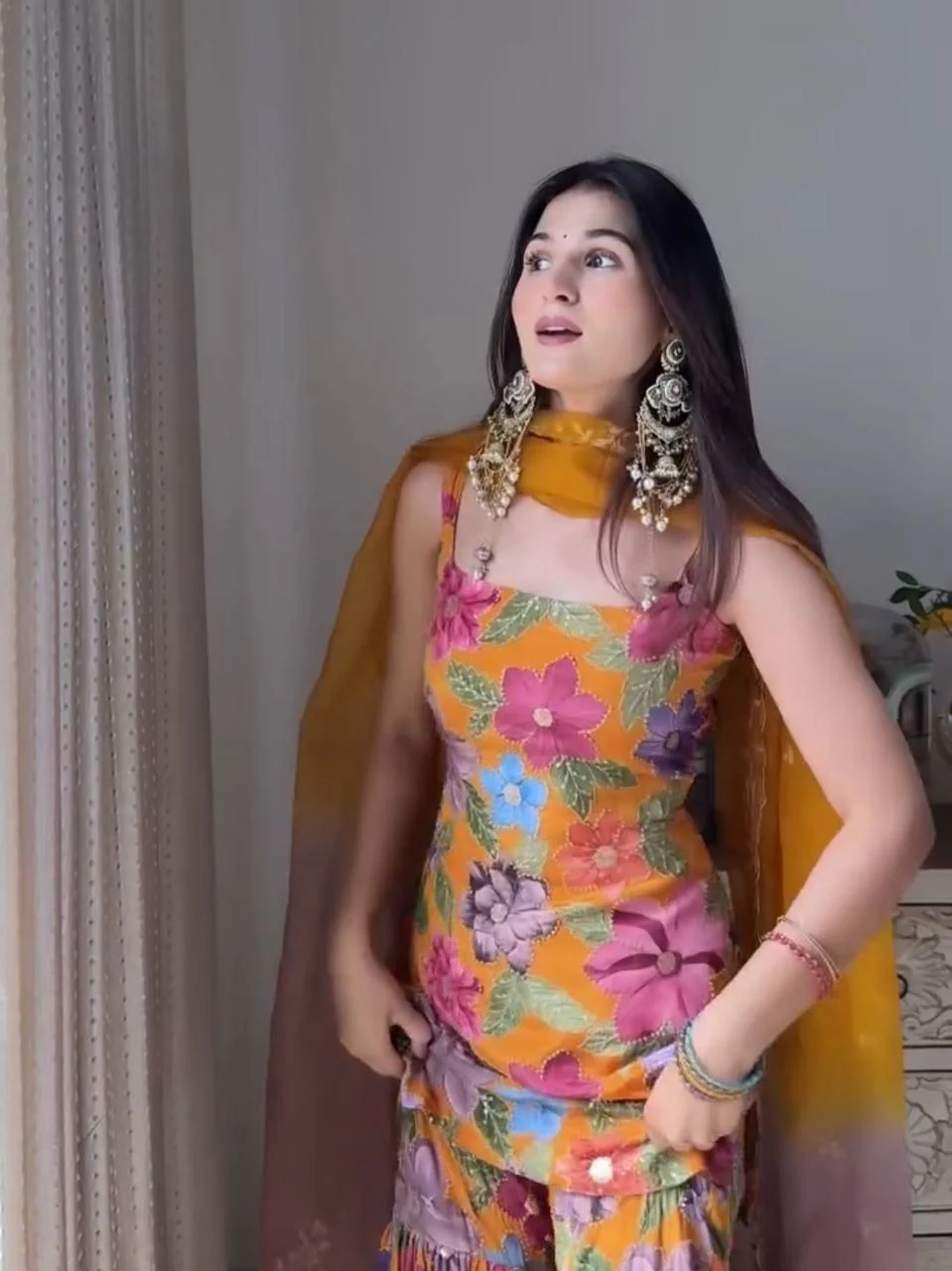 Tanisha -HK Pure Chinon Silk Sharara Set - Image 3