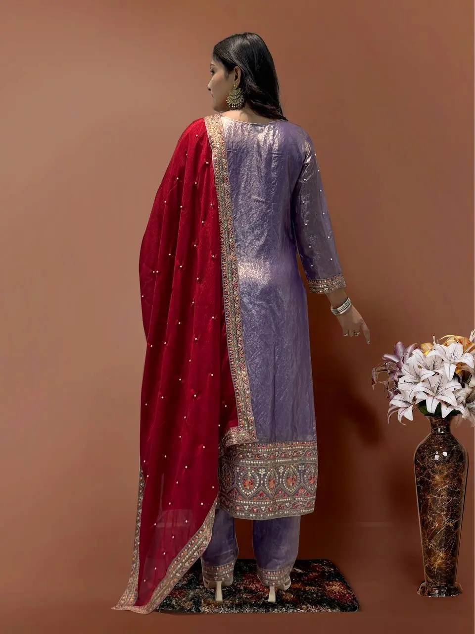 Purvi-HK- heavy Frendy Silk Top pent set - Image 8