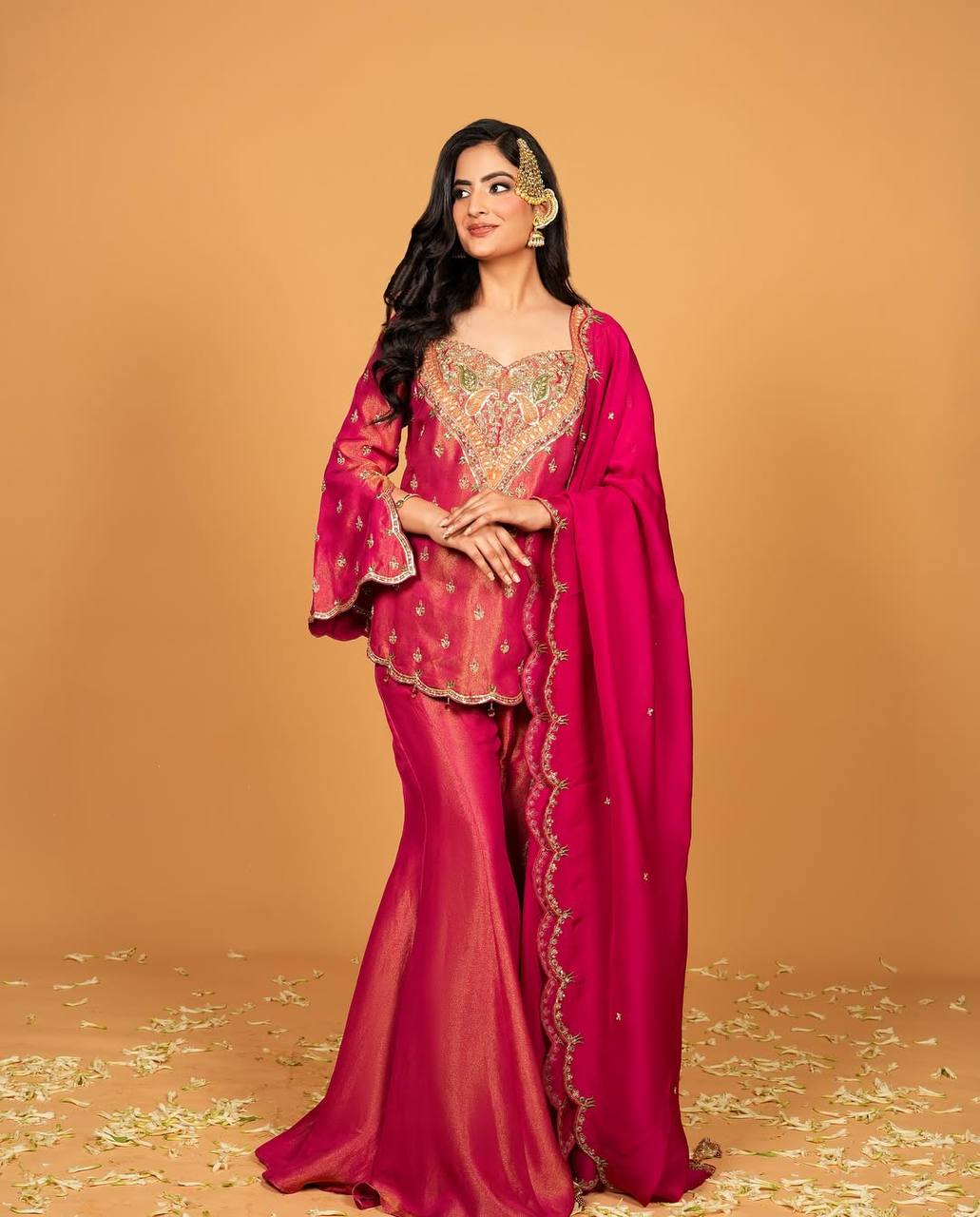 Nina -NSR Top-Bottom And Dupatta Set In simar silk - Image 3