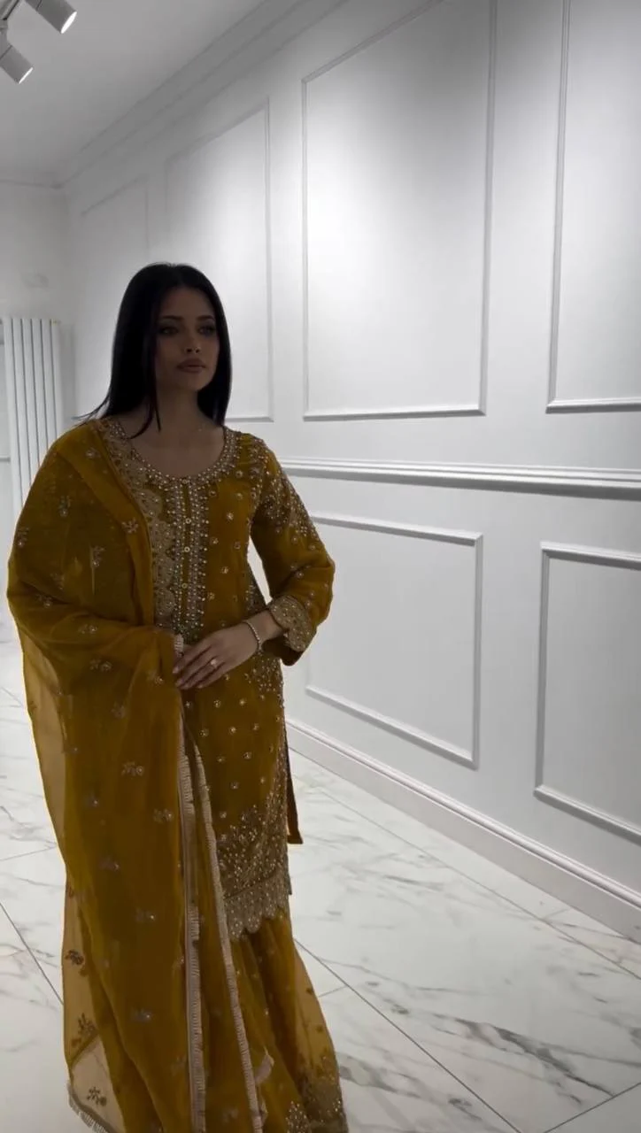 Avnika-HK Faux Georgette Top-Plazzo Set - Image 7